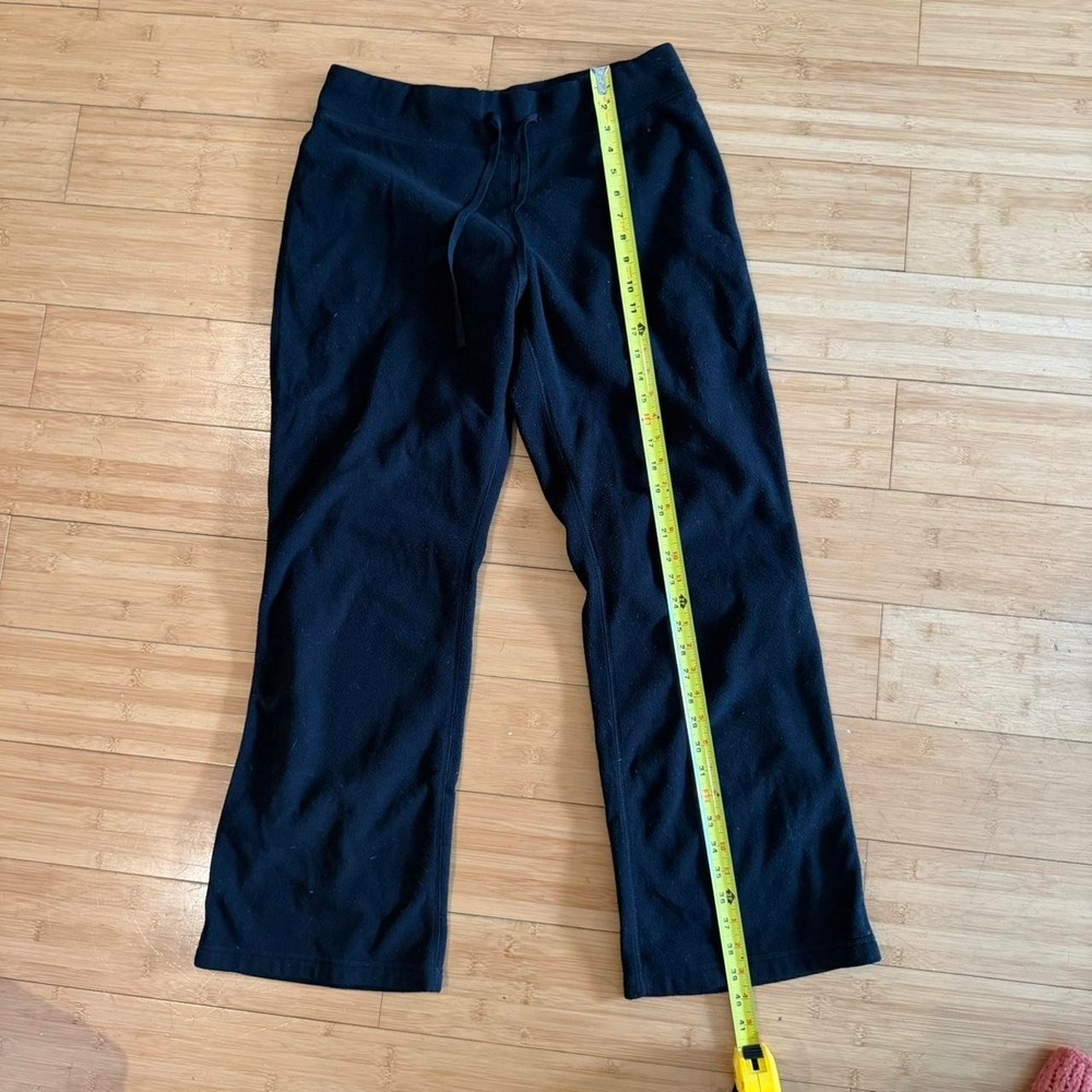 Womens size L Black wide leg fleece pants with drawstring waist - Picture 3 of 4